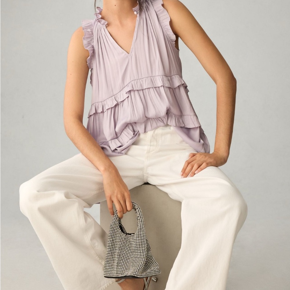 Anthropologie Purple Tiered Sleeveless Tank